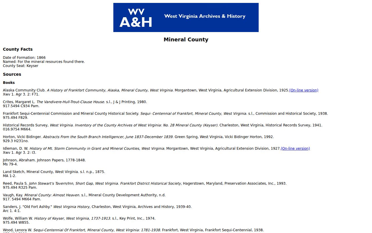 Mineral County property records archive bibliography and historic land sketch listing