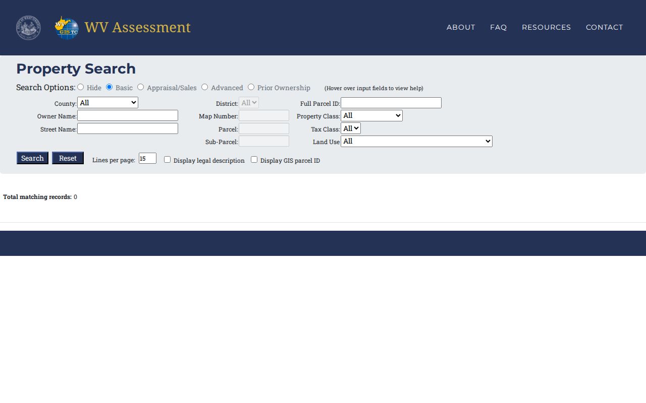 Mineral County property records assessment search form with owner, street, parcel, and appraisal fields