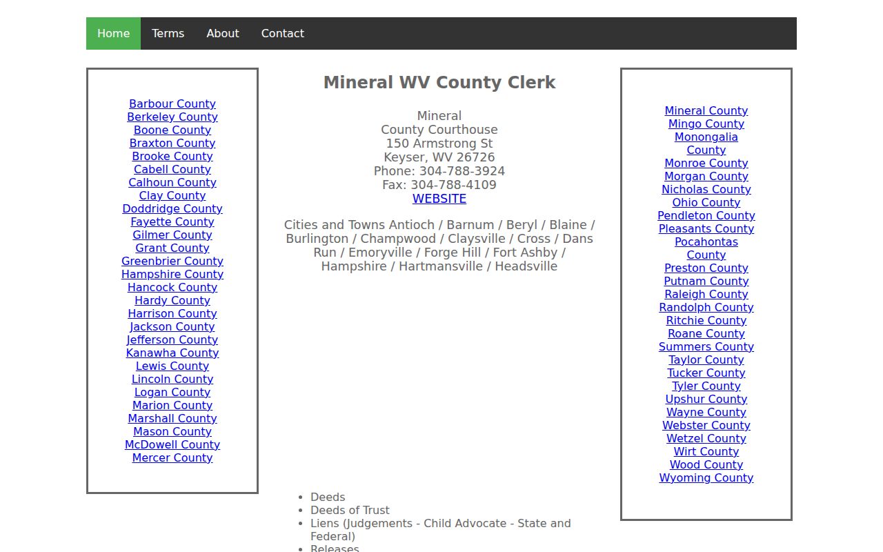 Mineral County former owners land-record index landing page