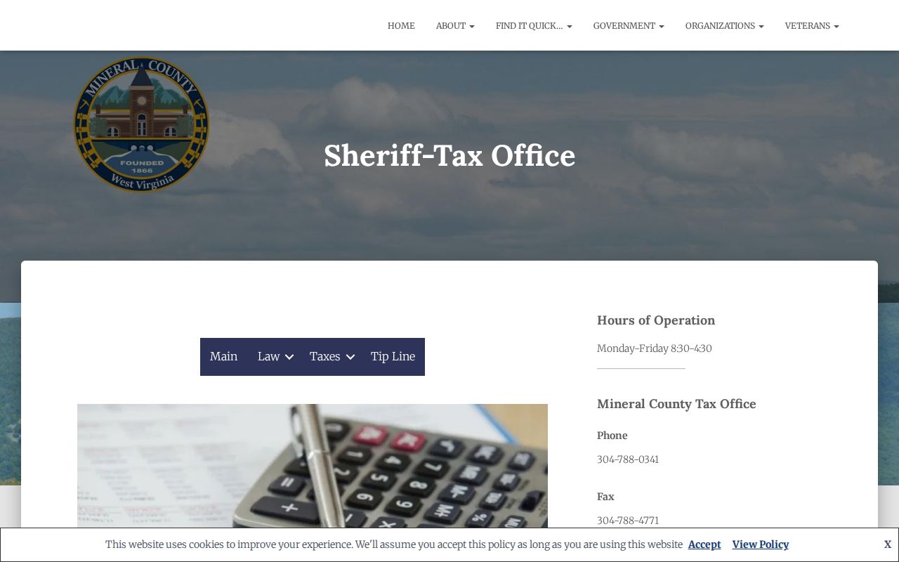 Mineral County property records tax office page with due dates and tax sale notice